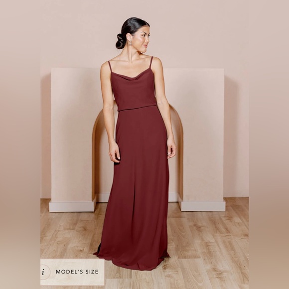 Revelry Skye Chiffon Dress in Cabernet - Picture 1 of 8